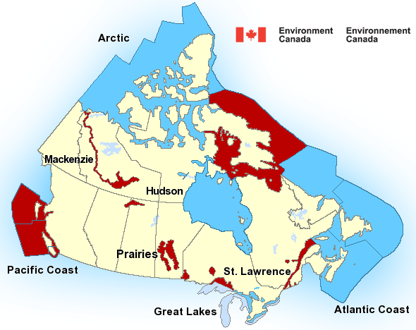 Map of Canadian marine weather areas