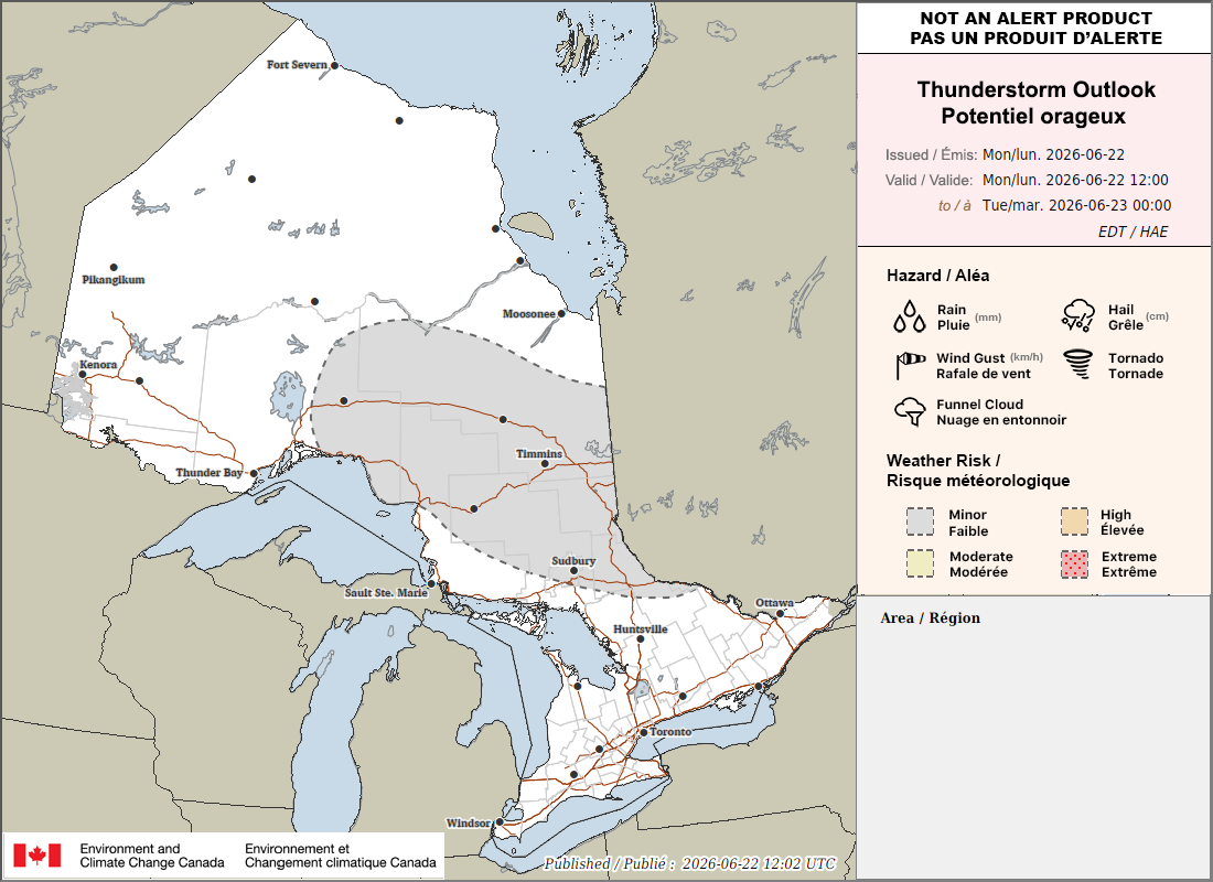 Potentiel orageux en Ontario pour aujourd'hui