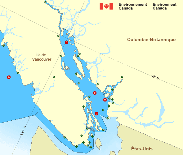 Carte des secteurs maritimes du Pacifique - Bassin de Géorgie