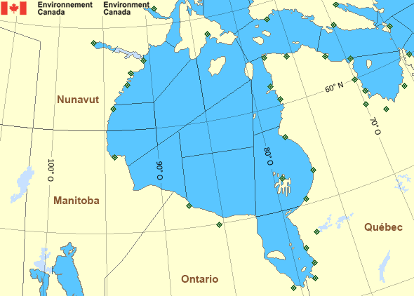 Carte des secteurs maritimes d'Hudson - Baie d'Hudson