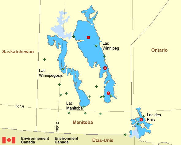 Carte des secteurs maritimes des Prairies - Lacs du Manitoba