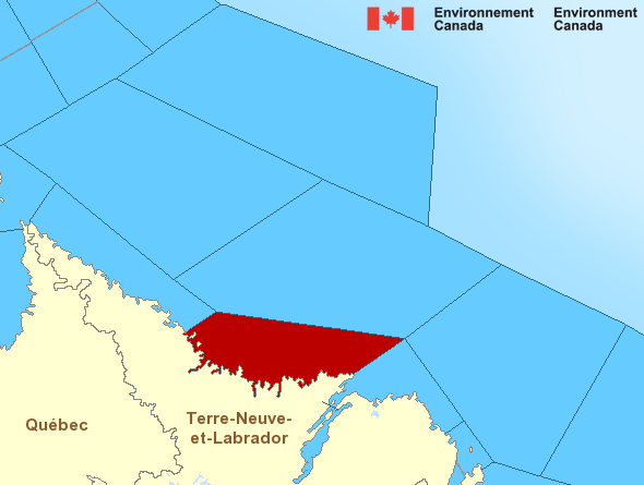 Carte des secteurs maritimes de l'Atlantique - Labrador